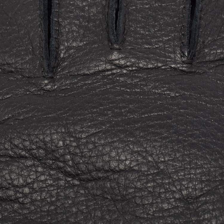 Pre Owned Hermes Black Deerskin and Cashmere Gloves Size 8.5