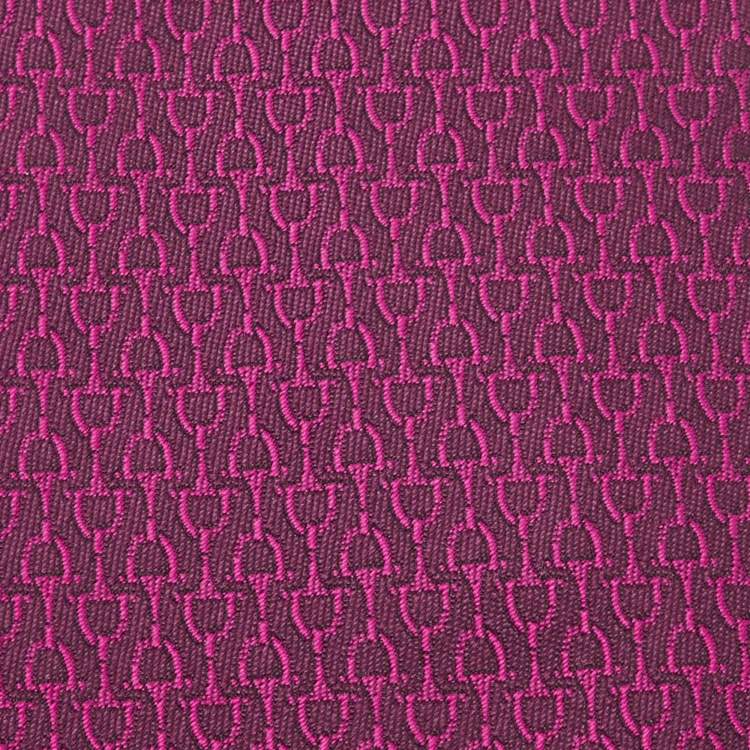 Pre Owned Hermes Dark Pink Horsebit Patterned Silk Tie 