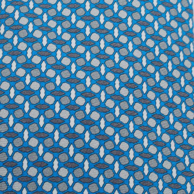 Pre Owned Hermès Blue Patterned Silk Tie 