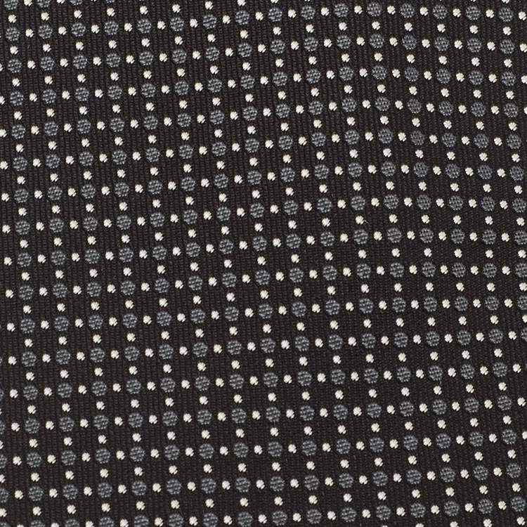 Pre Owned Hermes Black Dotted Silk Tie