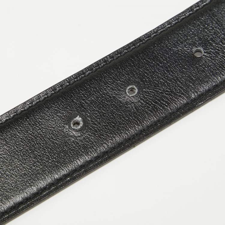 Pre Owned Hermes Noir/Rouge Sellier Chamonix and Togo Leather Belt Strap 