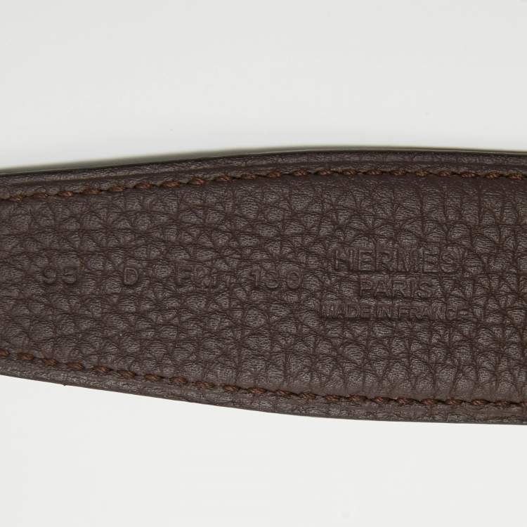 Pre Owned Hermes Noir/Rouge Sellier Chamonix and Togo Leather Belt Strap 