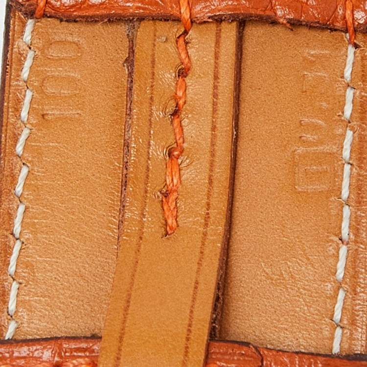 Pre Owned Hermes Orange Taurillon Clemence Leather Etriviere Belt 100 CM