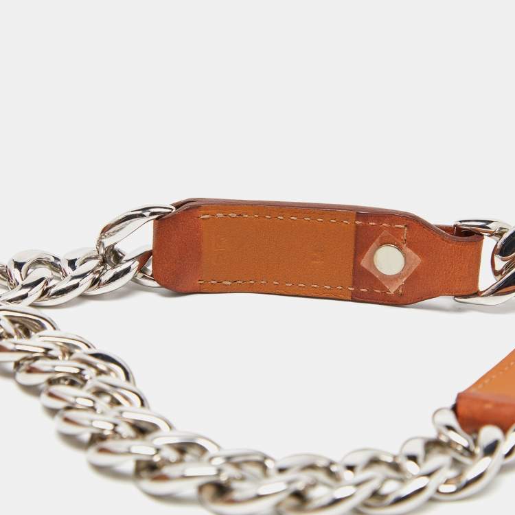 Pre Owned Hermes Brown Barenia Leather Chain Dog Collar
