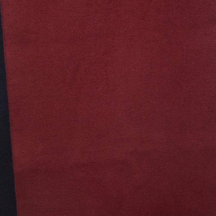 Pre Owned Hermès Red/Navy Blue Cashmere Fringed Muffler