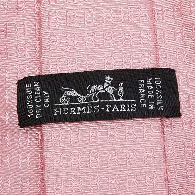 Pre Owned Hermès  Light Pink Monogram Silk Tie