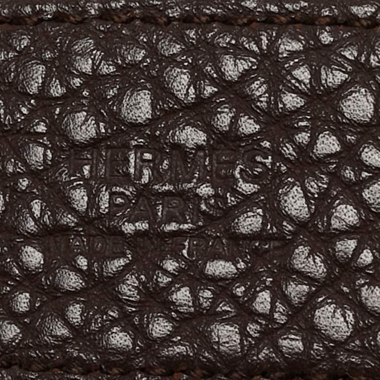 Pre Owned Hermes Black/Chocolate Box Calf and Clemence Leather Reversible H Buckle Belt 95CM