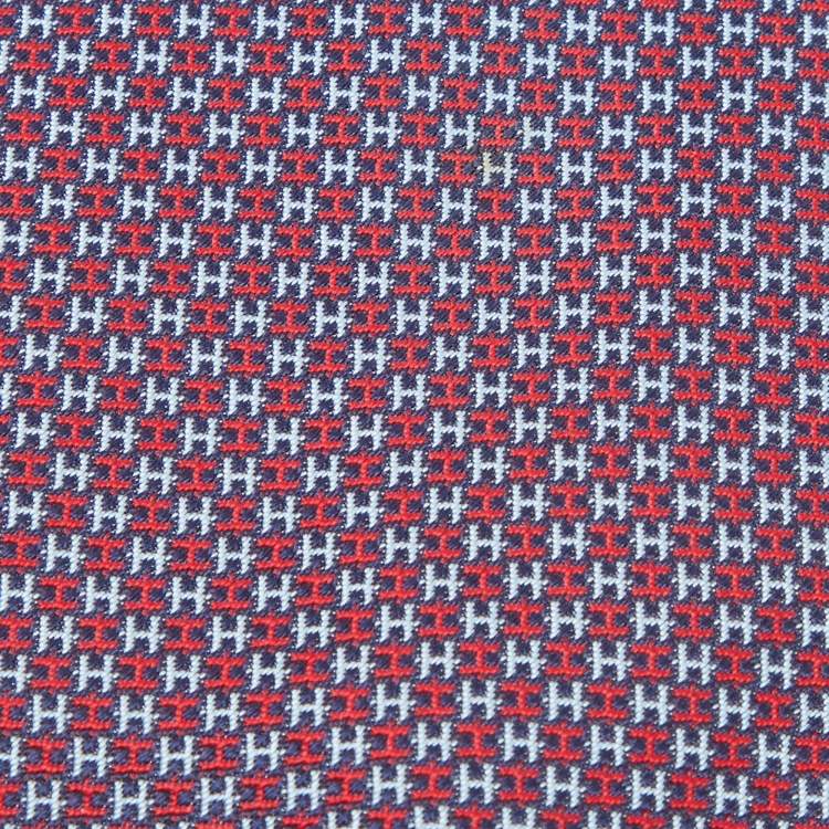 مملوكة مسبقًا Hermes Navy Blue H Jacquard Silk Tie 