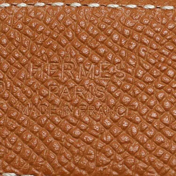 Pre Owned Hermes Noir/Gold Swift and Epsom Leather H Striee Buckle Reversible Belt 100 CM