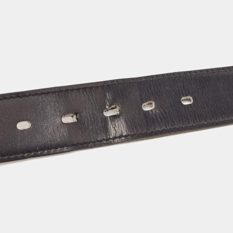 Pre Owned Hermes Noir/Chocolat Chamonix and Togo Leather Hapi Reversible Belt 95 CM