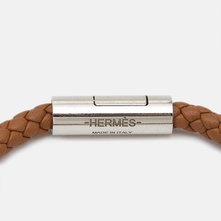 Pre Owned Hermès Goliath Leather Palladium Plated Bracelet