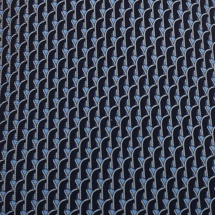 Pre Owned Hermes Blue Skis Print Silk Tie
