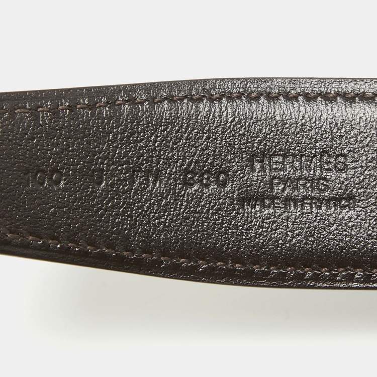 Pre Owned Hermes Noir/Cacao Chamonix Leather H Buckle Reversible Belt 100 CM