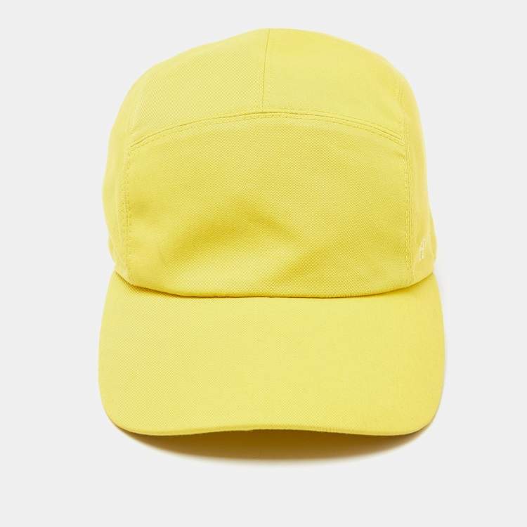 Pre Owned Hermès Yellow H Embroidered Cotton Cap Size 59