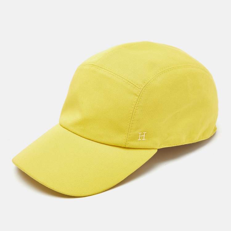Pre Owned Hermès Yellow H Embroidered Cotton Cap Size 59