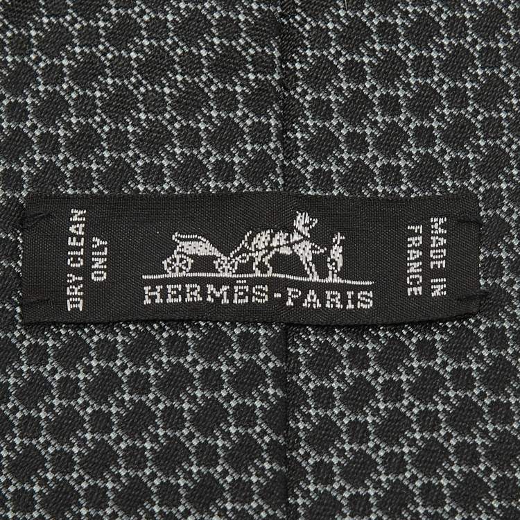 Pre Owned Hermes Grey Patterned Silk Tie