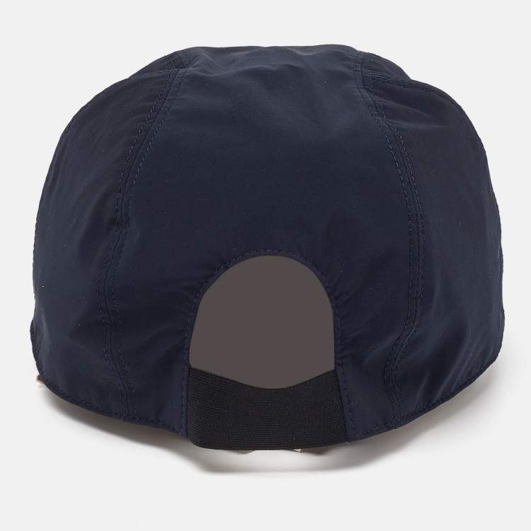 Pre Owned Hermes Navy Blue Printed Nylon Reversible Roger Cap M