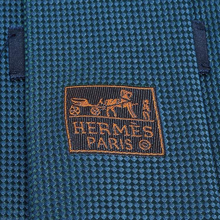 Pre Owned Hermès Blue Patterned Silk Tie 