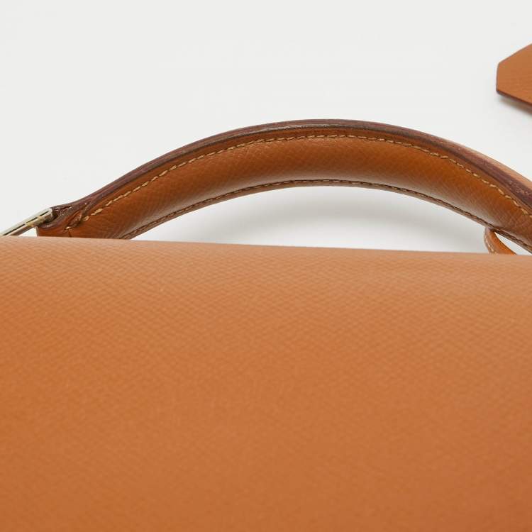 Pre Owned Hermes Gold Epsom Leather Kelly Depeche 38 Briefcase