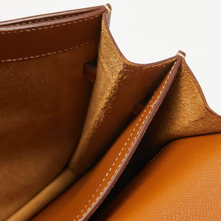 Pre Owned Hermes Gold Epsom Leather Kelly Depeche 38 Briefcase