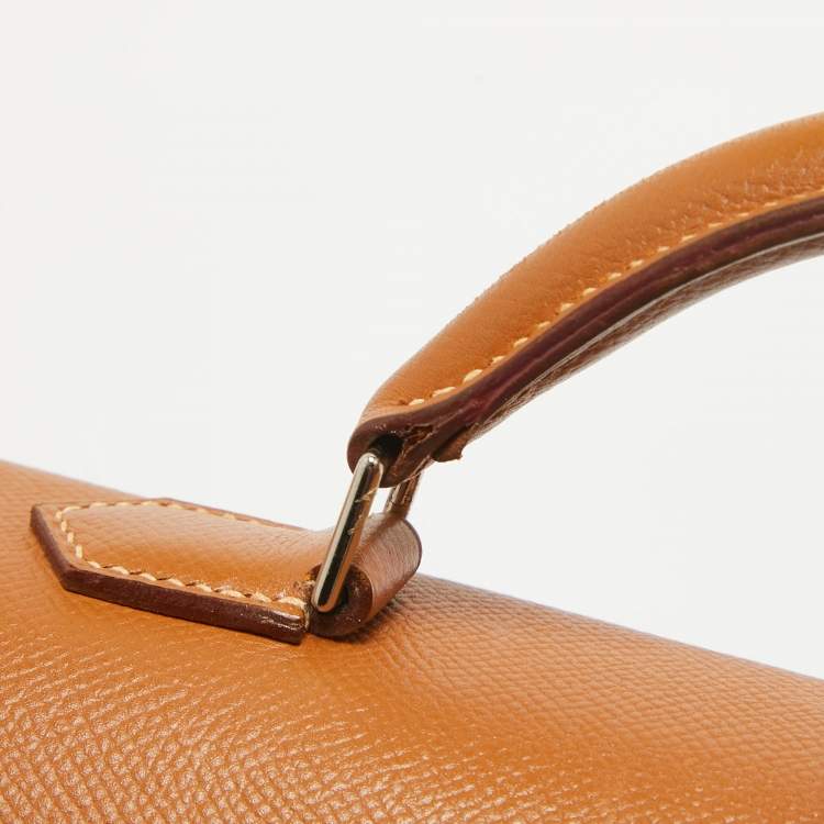 Pre Owned Hermes Gold Epsom Leather Kelly Depeche 38 Briefcase