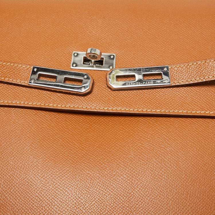 Pre Owned Hermes Gold Epsom Leather Kelly Depeche 38 Briefcase