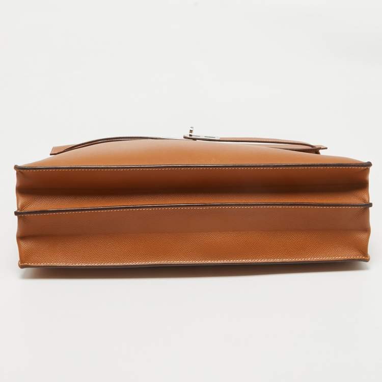 Pre Owned Hermes Gold Epsom Leather Kelly Depeche 38 Briefcase