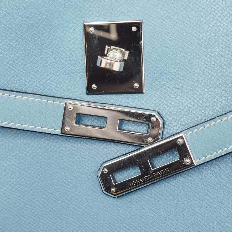 Pre Owned Hermes Blue Jean Epsom Leather Kelly Depeches 34 Briefcase
