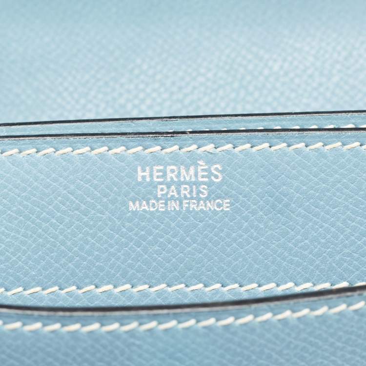Pre Owned Hermes Blue Jean Epsom Leather Kelly Depeches 34 Briefcase