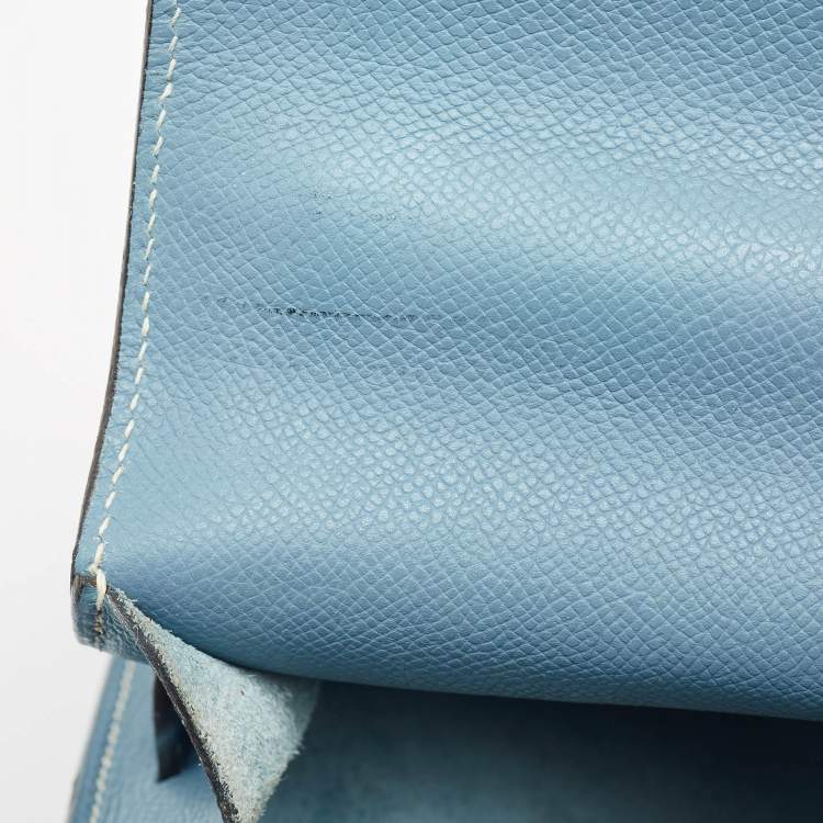 Pre Owned Hermes Blue Jean Epsom Leather Kelly Depeches 34 Briefcase