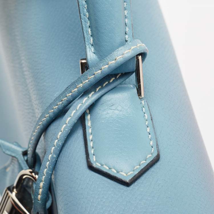 Pre Owned Hermes Blue Jean Epsom Leather Kelly Depeches 34 Briefcase