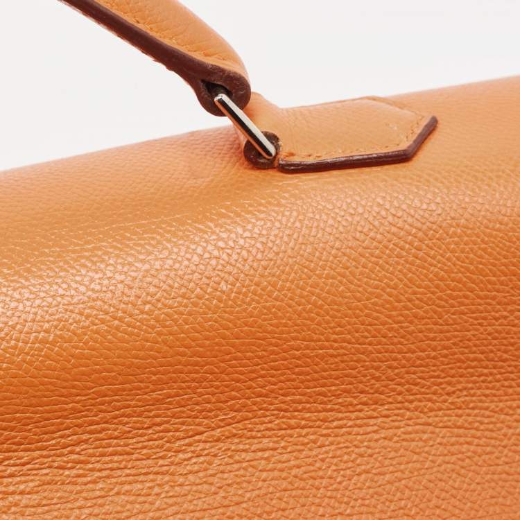 Pre Owned Hermes Orange Epsom Leather Kelly Depeches 38 Briefcase