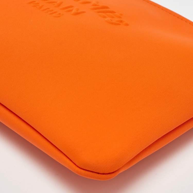 Pre Owned Hermes Neon Orange Neoprene Small Neobain Pouch