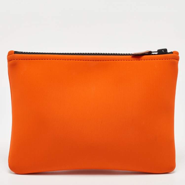 Pre Owned Hermes Neon Orange Neoprene Small Neobain Pouch