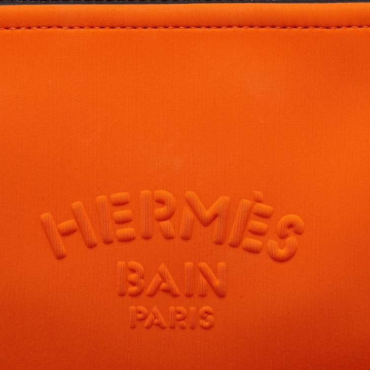 Pre Owned Hermes Neon Orange Neoprene Small Neobain Pouch