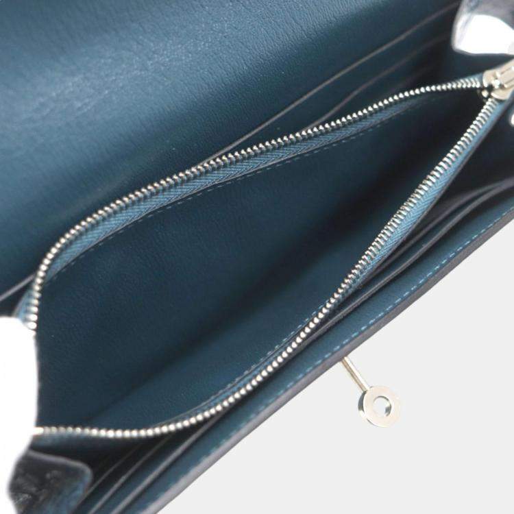 Pre Owned Hermes Kelly Wallet Alligator Crocodile Green Leather