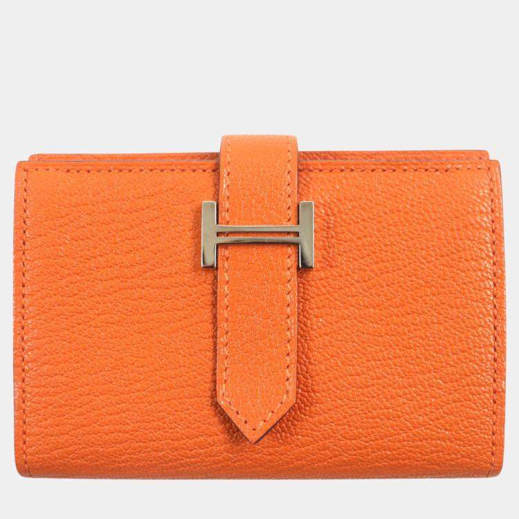 Hermes Bearn Mini Orange Bi-fold Wallet