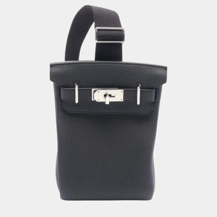 Hermes Kelly Accado PM Waist Bag Black Leather