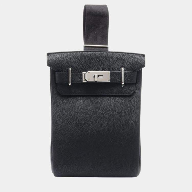 Hermes Kelly Accado PM Waist Bag Black Leather