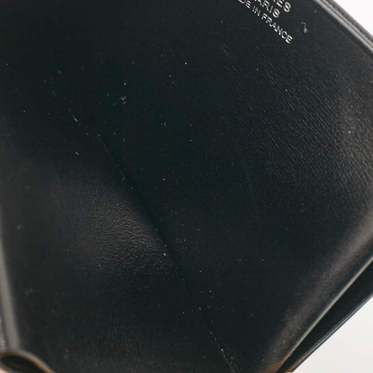 Pre Owned Hermes Black Box Leather H Sellier Card Holder