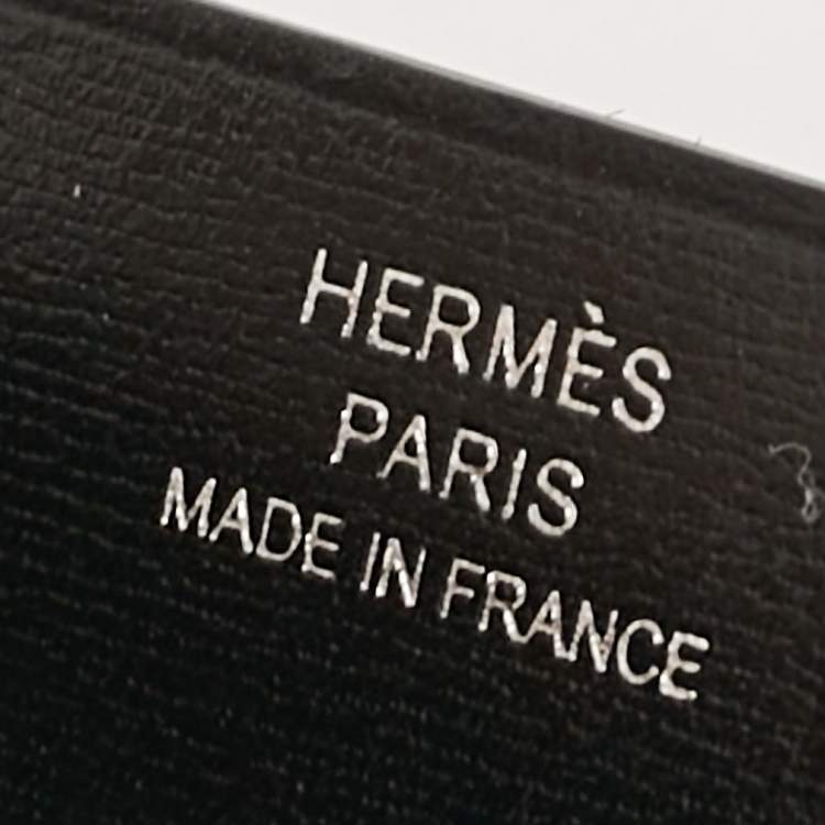 Pre Owned Hermes Black Box Leather H Sellier Card Holder