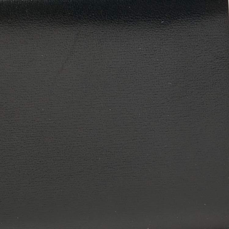 Pre Owned Hermes Black Box Leather H Sellier Card Holder