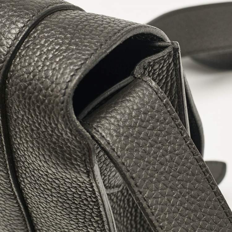 Pre Owned Hermes Noir Taurillon Clemence Leather Steve Caporal 28 Bag