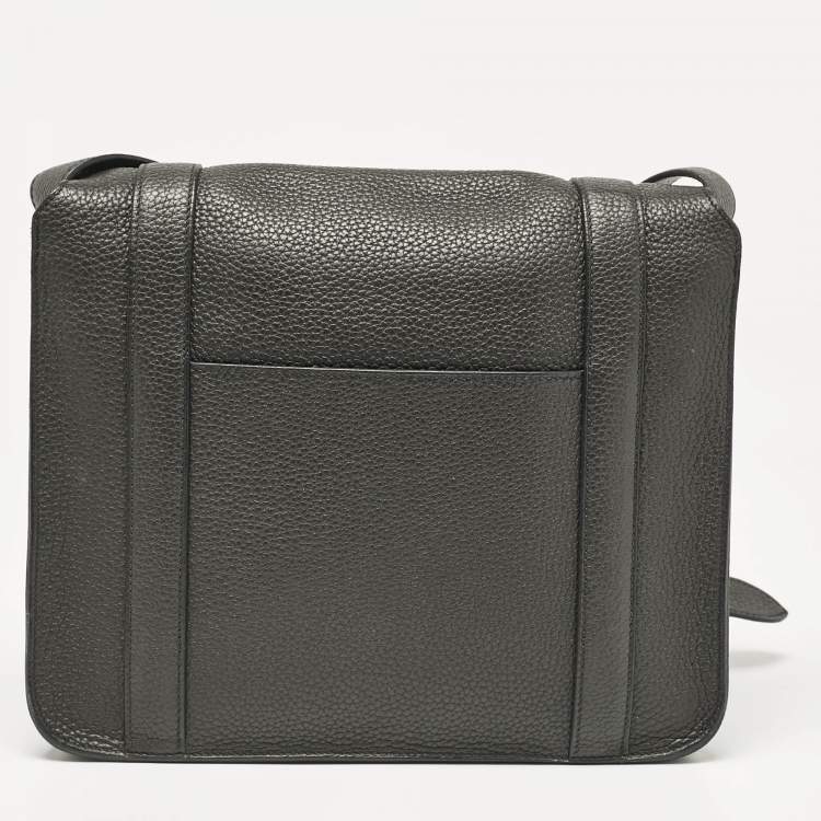 Pre Owned Hermes Noir Taurillon Clemence Leather Steve Caporal 28 Bag