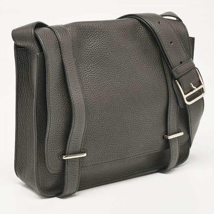 Pre Owned Hermes Noir Taurillon Clemence Leather Steve Caporal 28 Bag