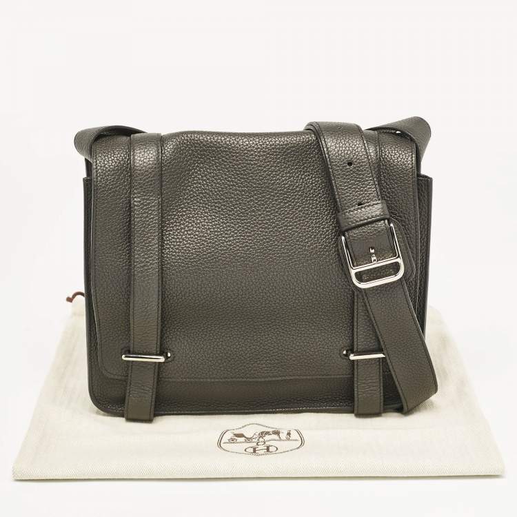 Pre Owned Hermes Noir Taurillon Clemence Leather Steve Caporal 28 Bag