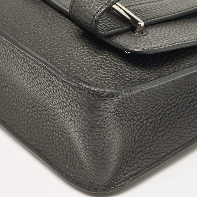 Pre Owned Hermes Noir Taurillon Clemence Leather Steve Caporal 28 Bag