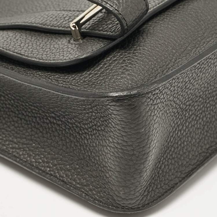 Pre Owned Hermes Noir Taurillon Clemence Leather Steve Caporal 28 Bag