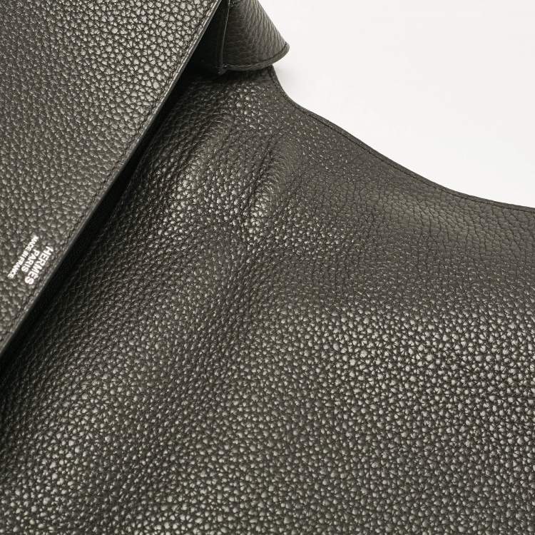 Pre Owned Hermes Noir Taurillon Clemence Leather Steve Caporal 28 Bag