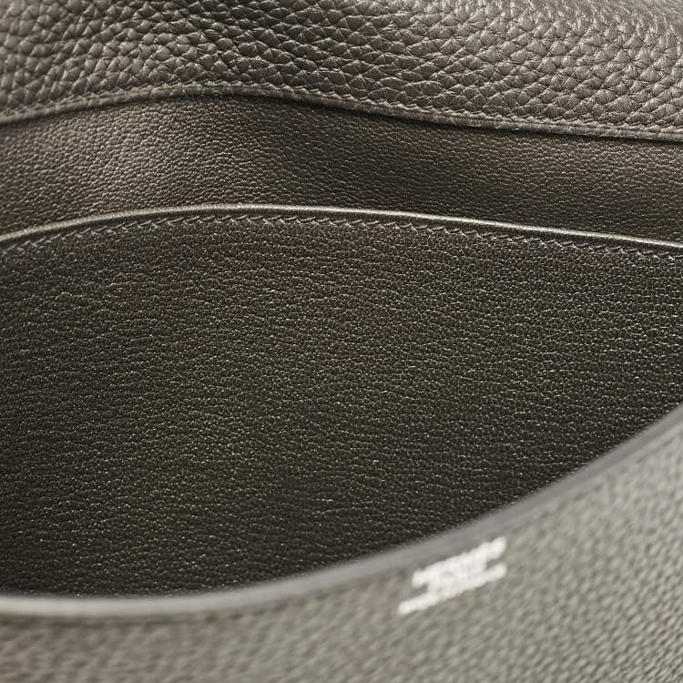 Pre Owned Hermes Noir Taurillon Clemence Leather Steve Caporal 28 Bag